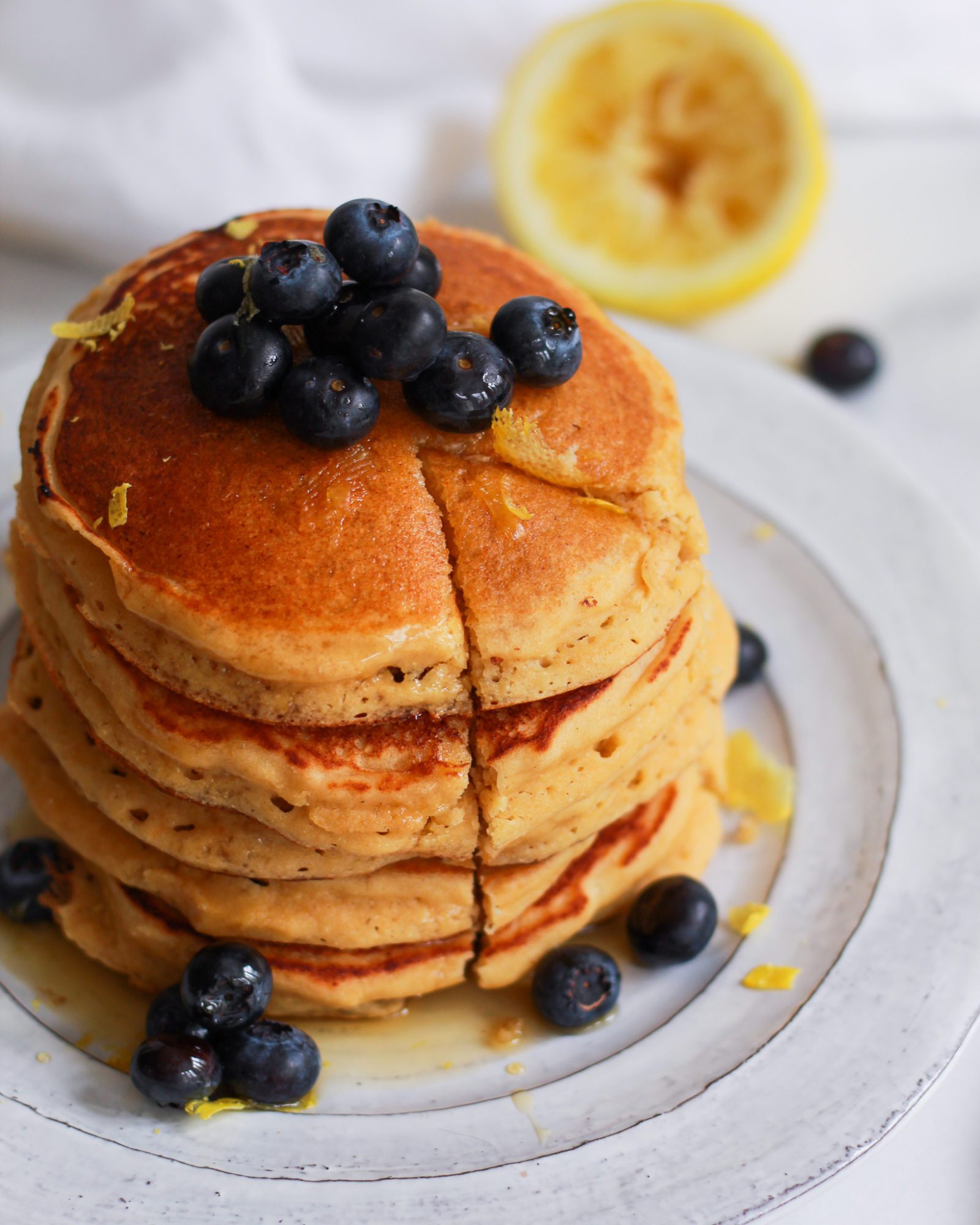 slice out of lemon ricotta pancakes