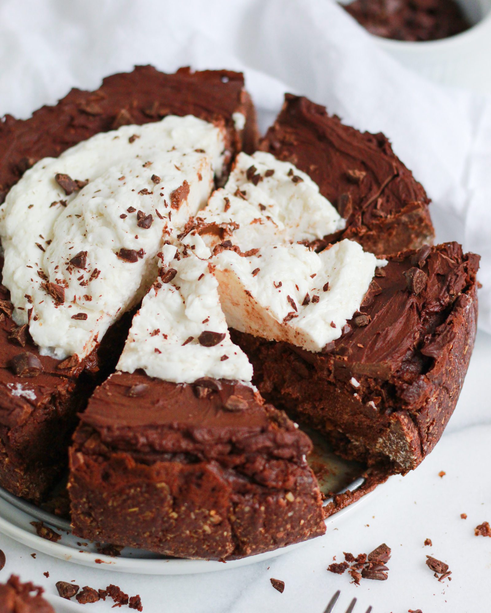 slices of chocolate cheesecake from whole