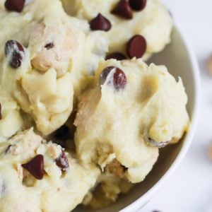 close up of cookie dough ice cream