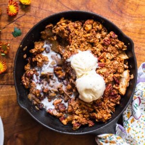 healthy apple dessert recipe with ice cream on top