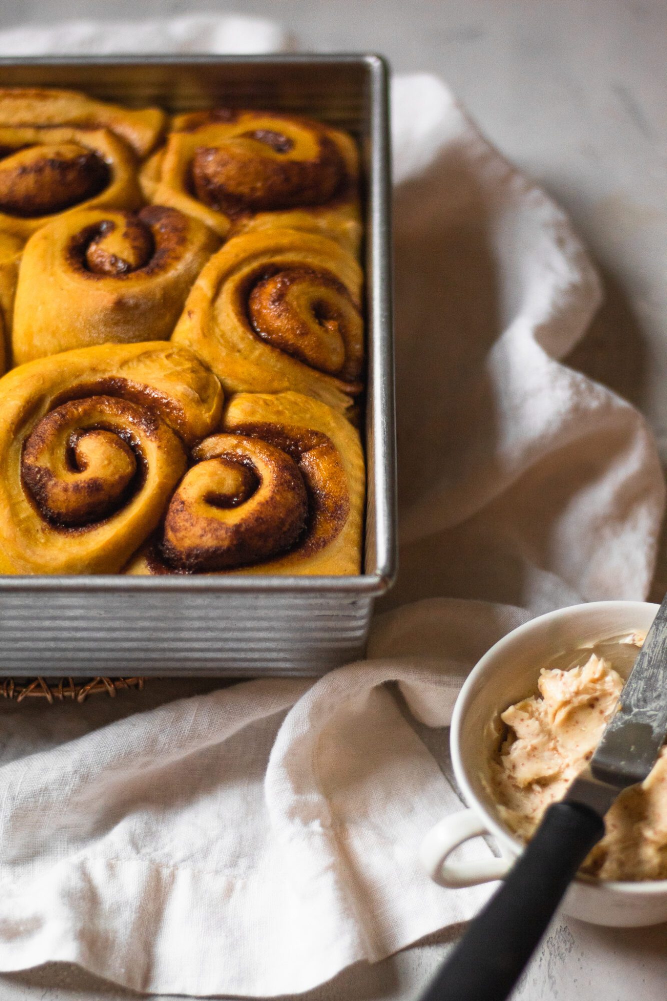 fluffy and baked cinnamon rolls