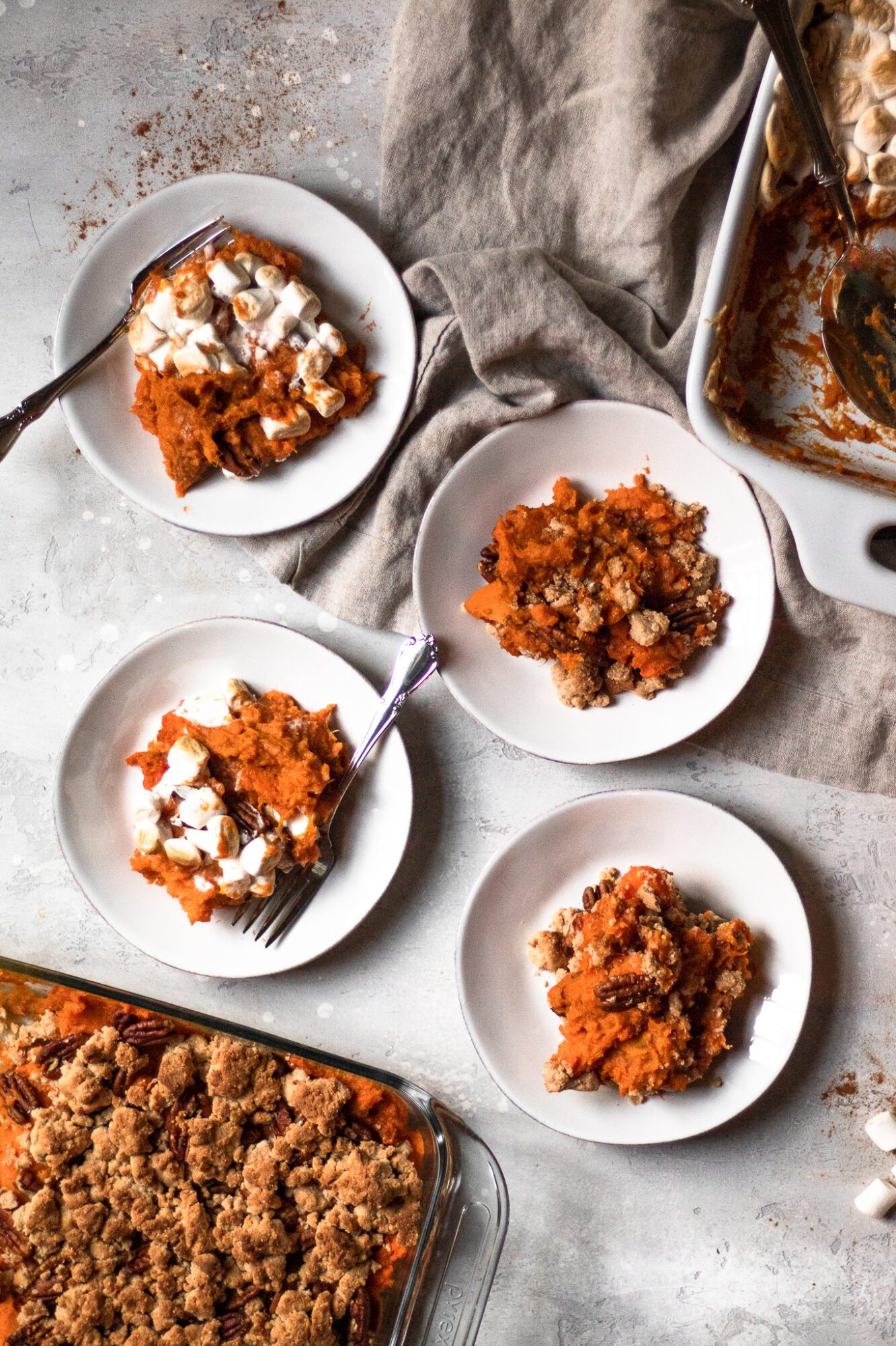 sweet potato casserole on plates
