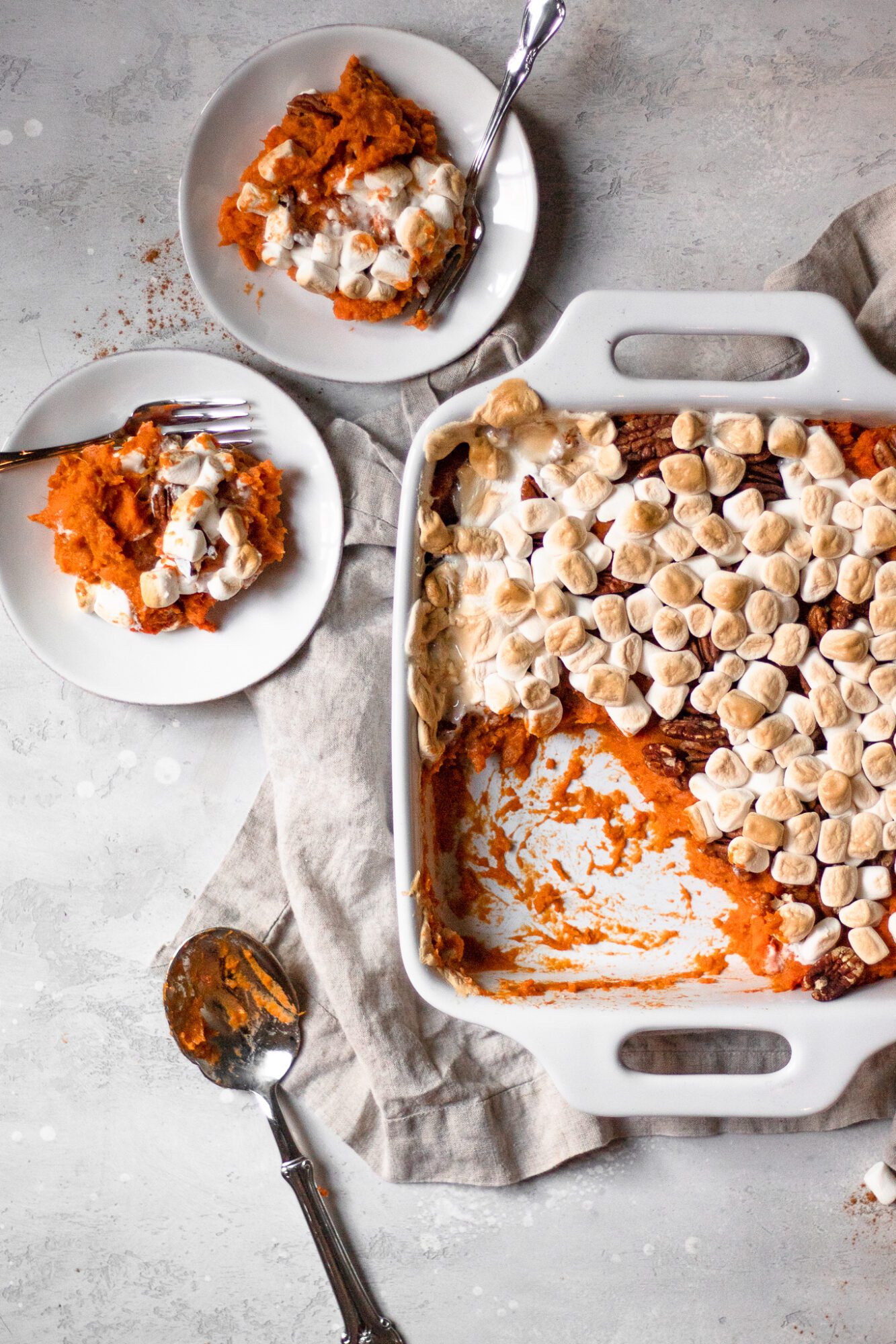 sweet potato casserole on plates