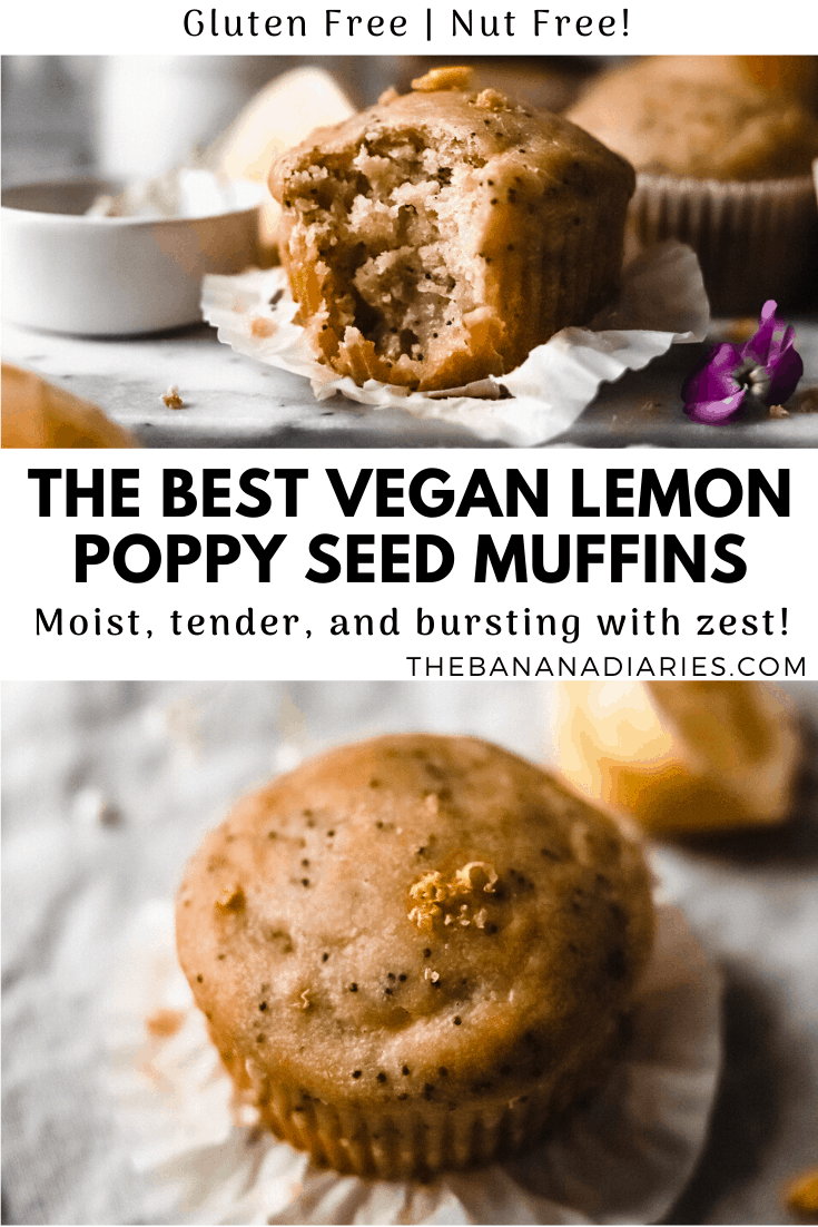pinterest image for healthy lemon poppy seed muffins