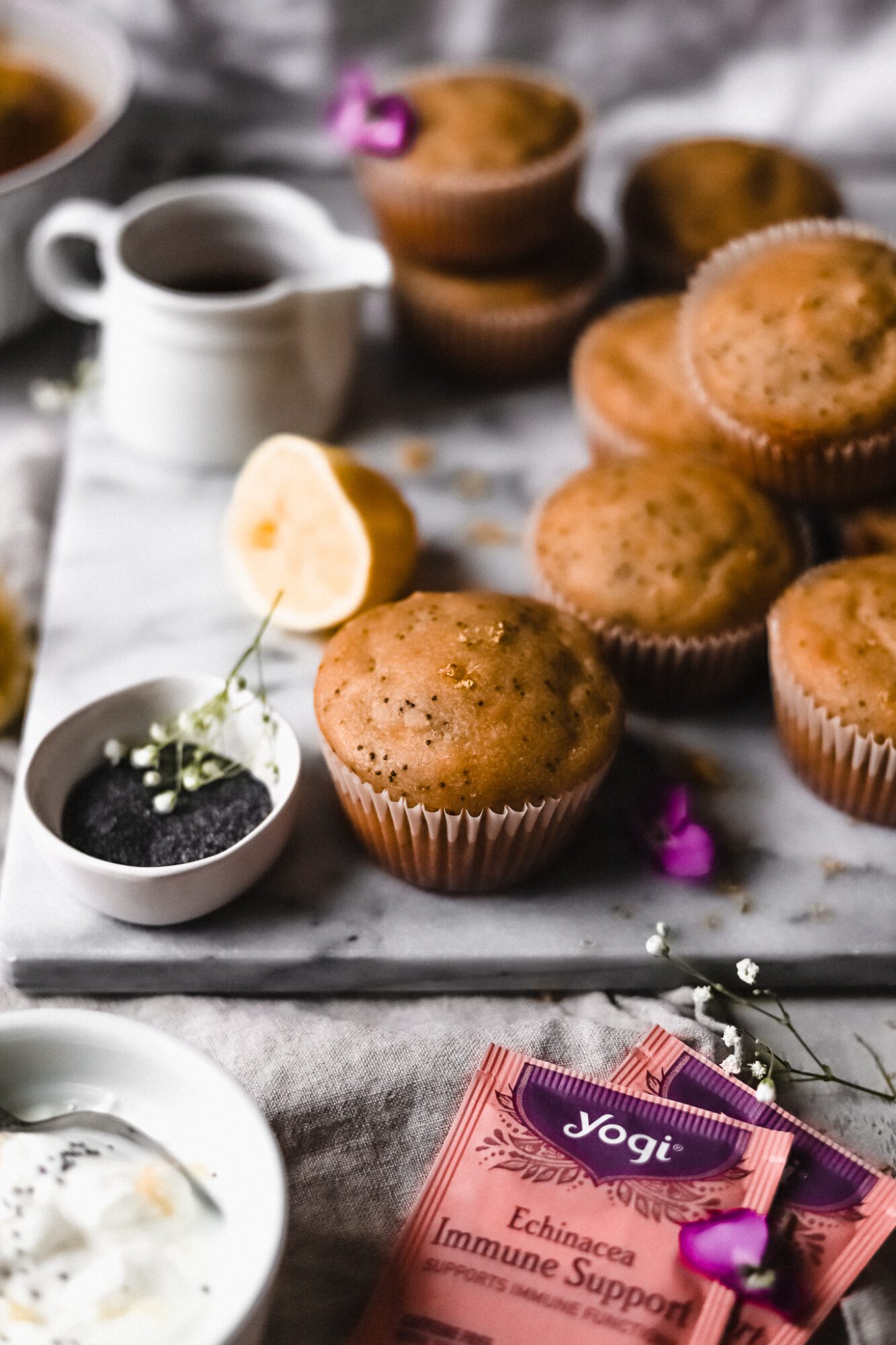 lemon poppy seed muffins with tea bags