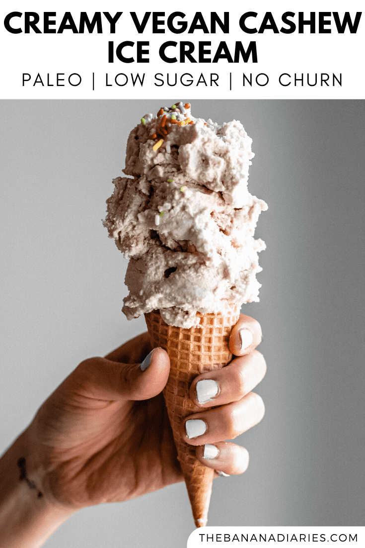 pinterst image for paleo vegan cashew milk ice cream