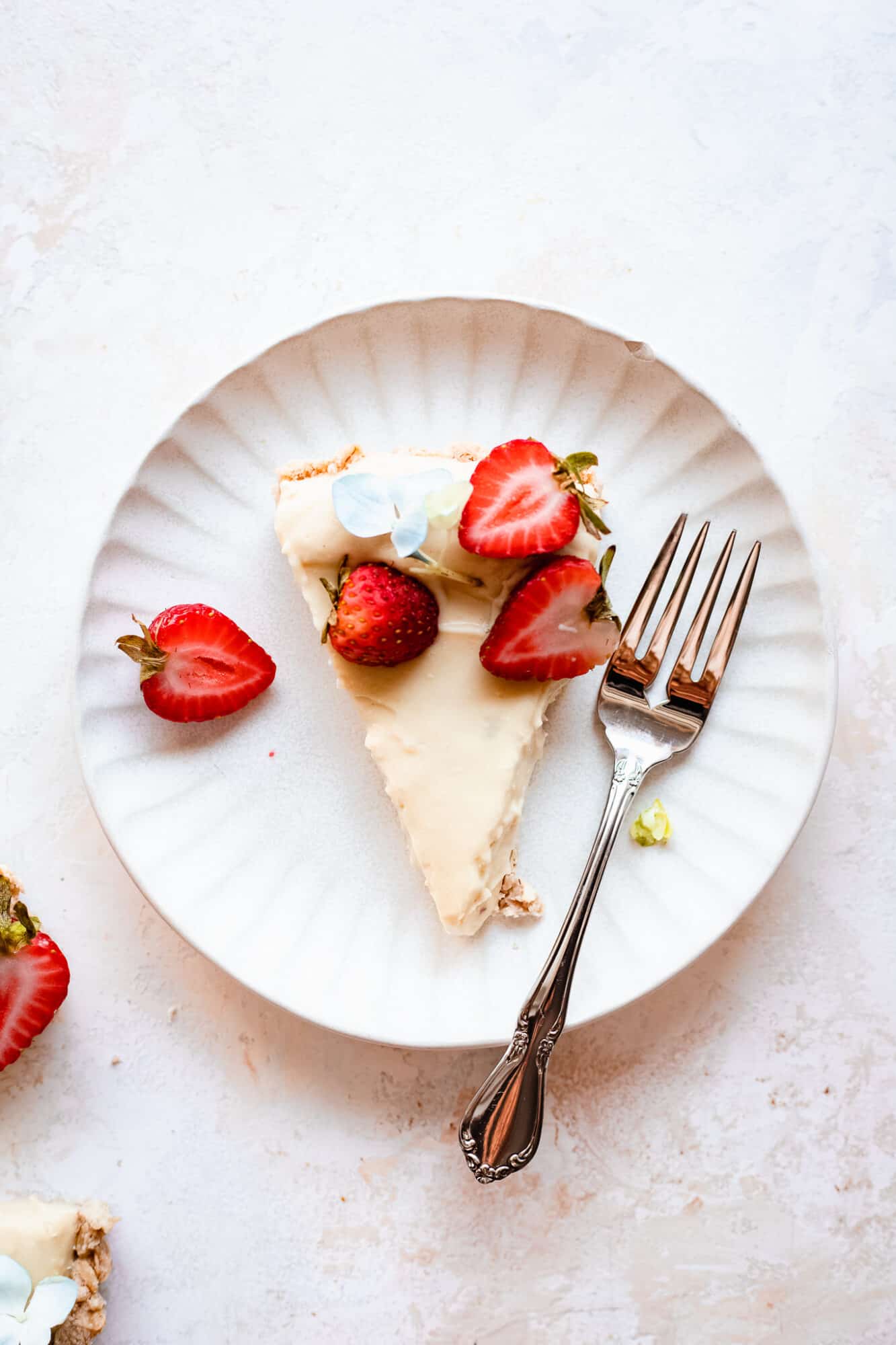 single slice of vegan lemon tart