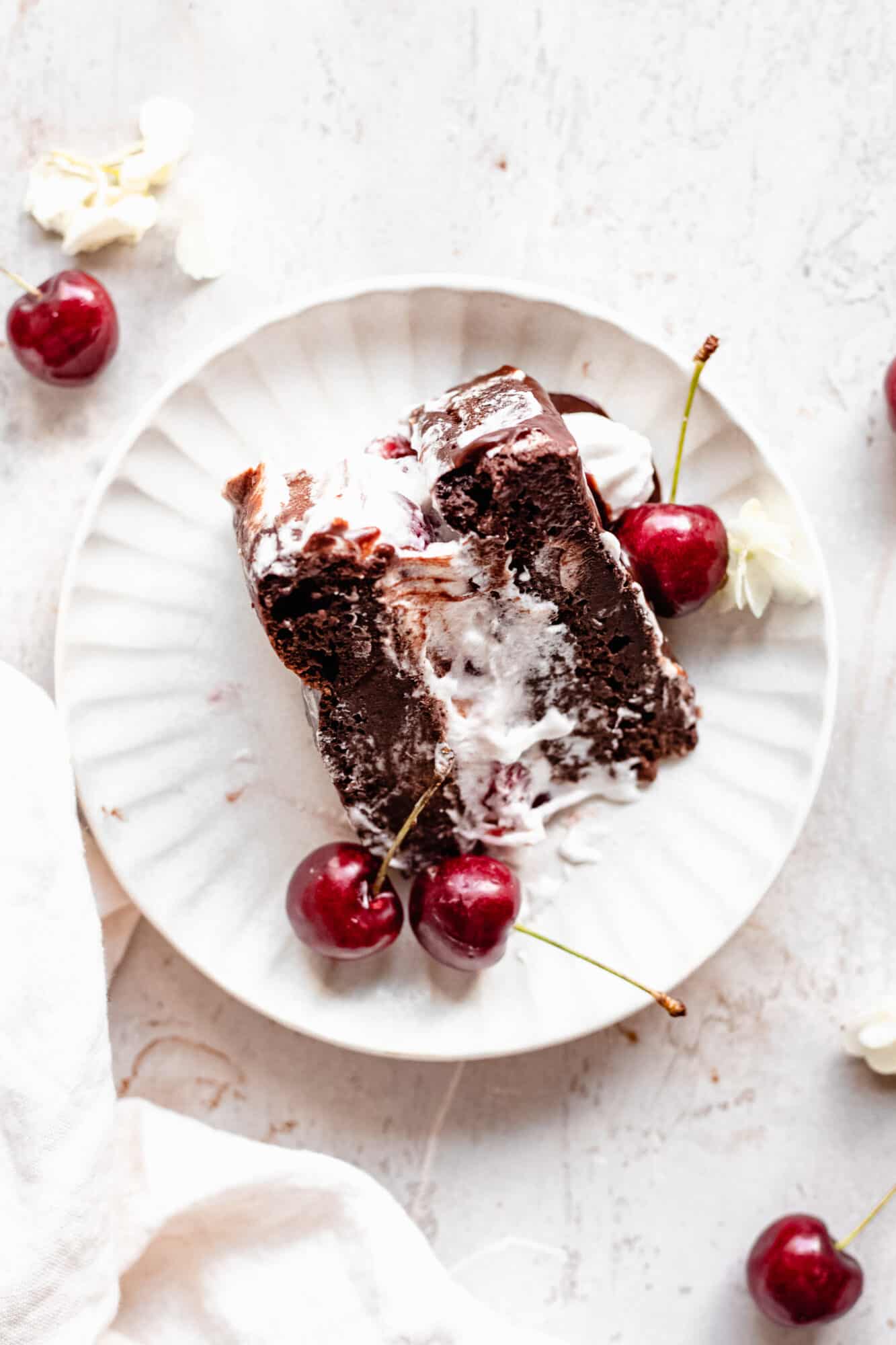 slice of vegan black forest cake