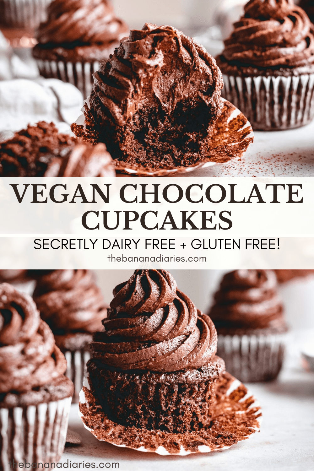 pinterst image for vegan chocolate cupcakes