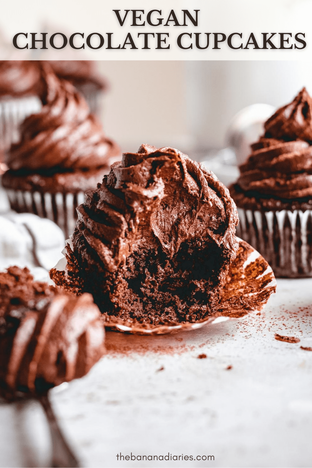 pinterst image for vegan chocolate cupcakes