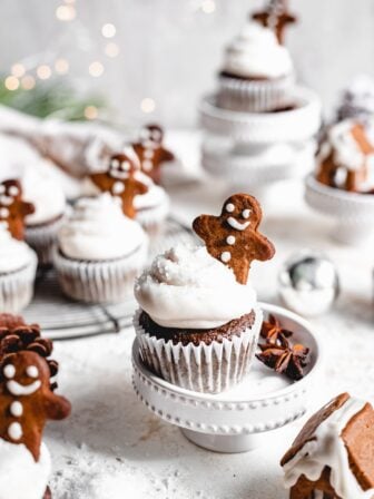 Vegan Gingerbread Cupcakes with Dairy Free Cream Cheese Frosting