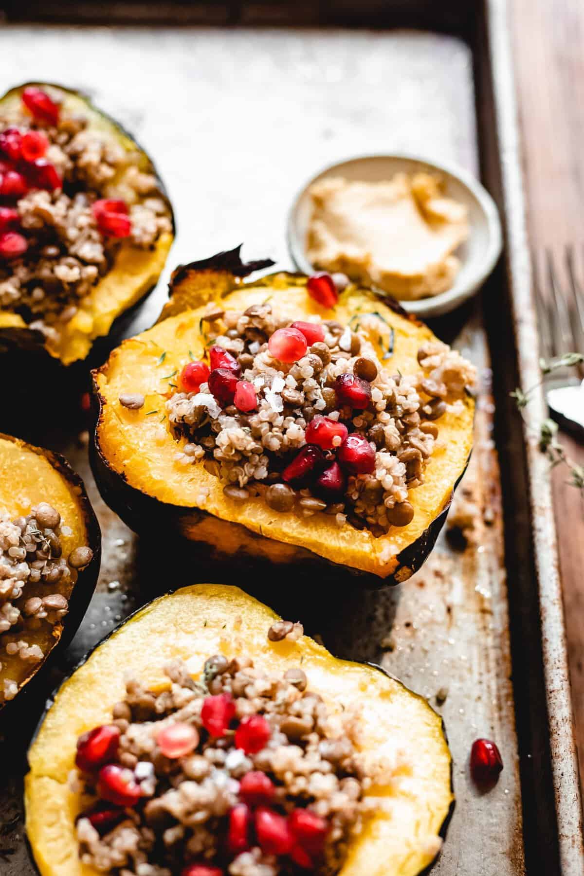 Vegan Lentil and Quinoa Stuffed Acorn Squash | The Banana Diaries