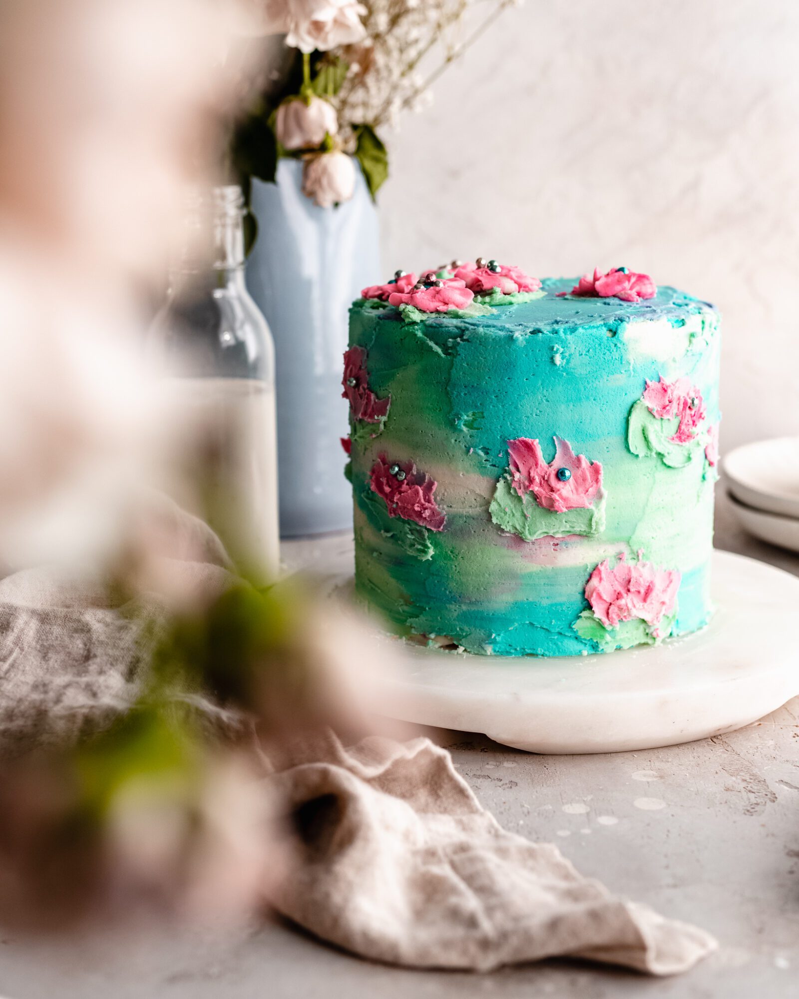 Watercolor Tiered Cake - Belmar Bakery