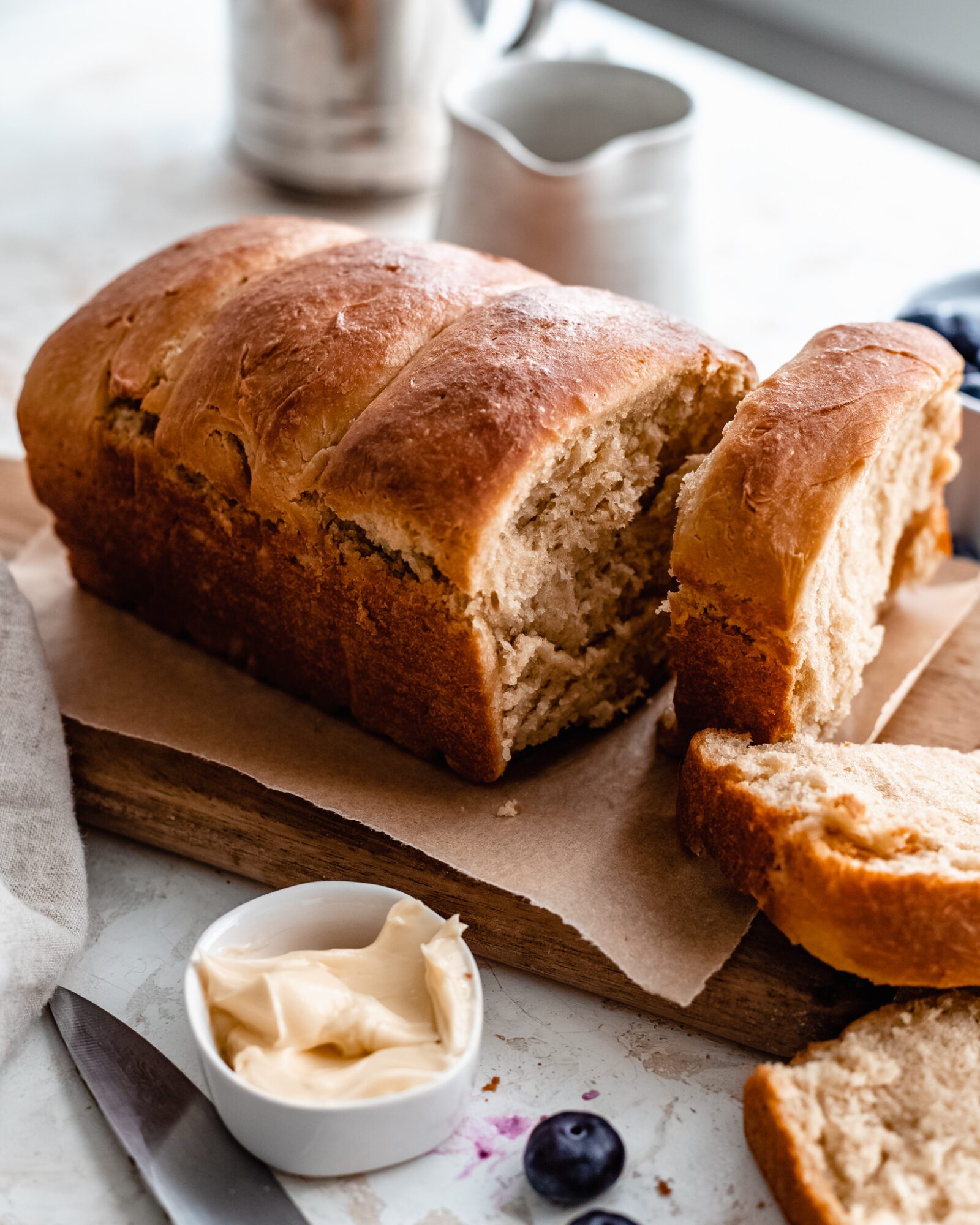sliced vegan brioche bread