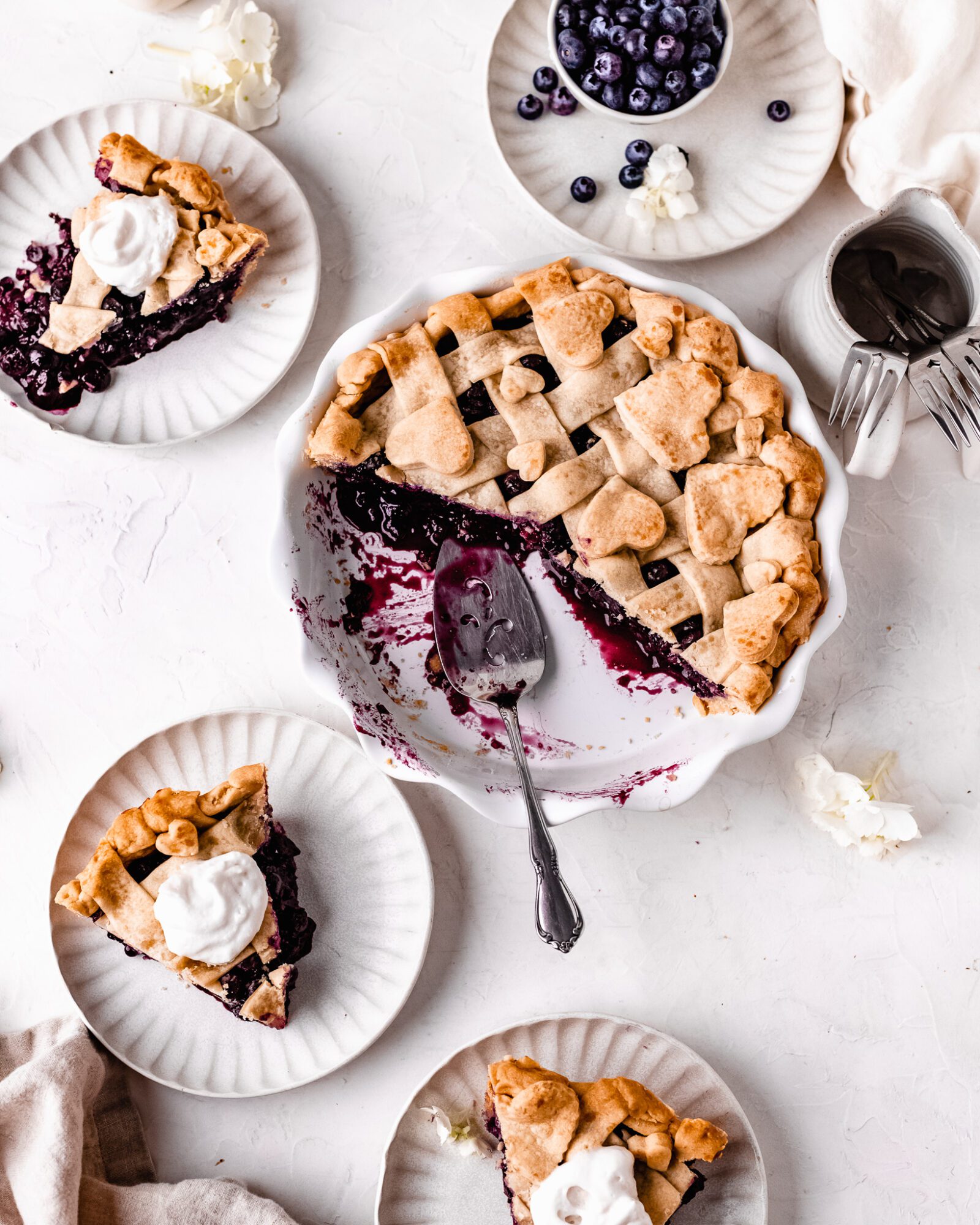 sliced vegan blueberry pie