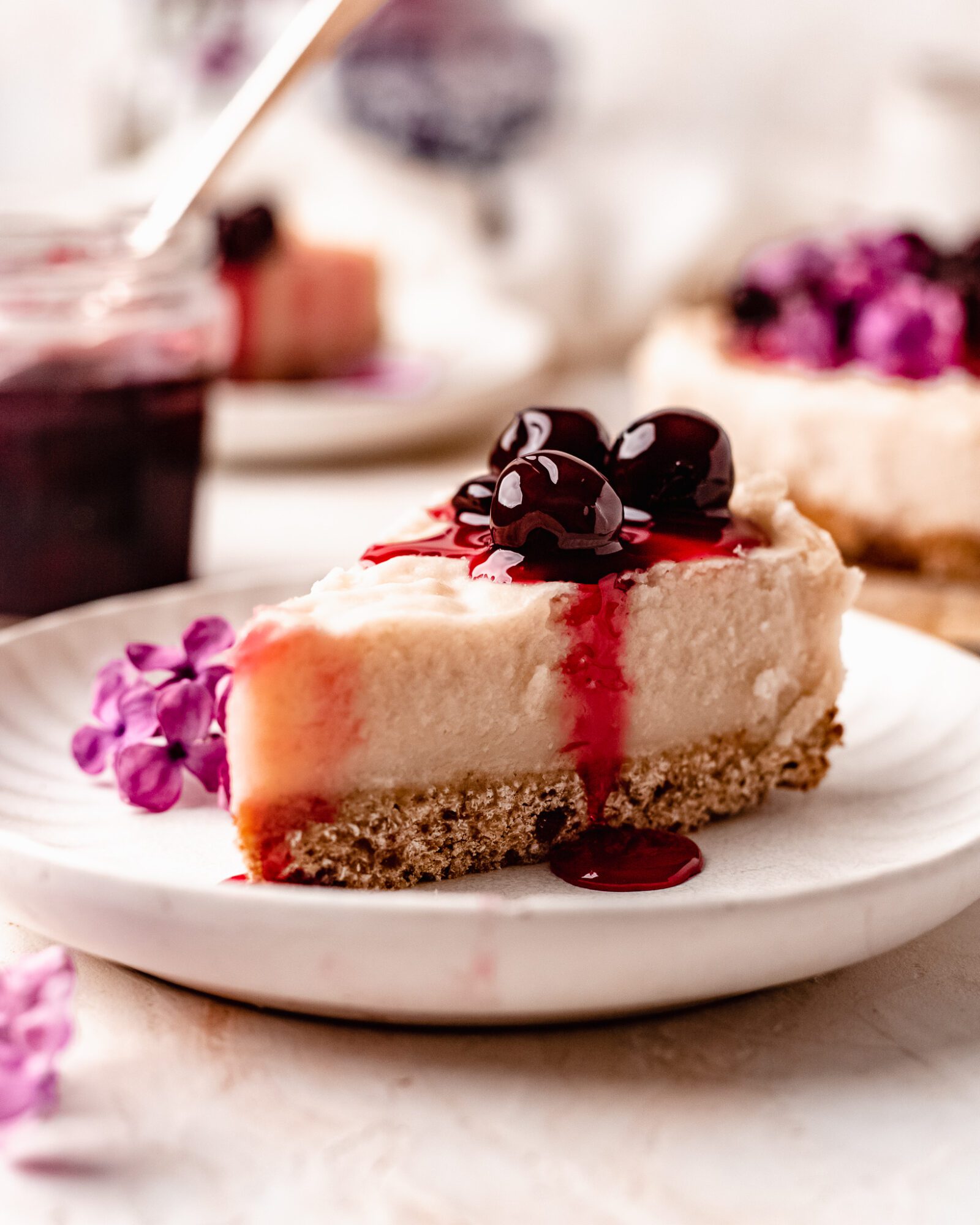 slice of vegan cheesecake