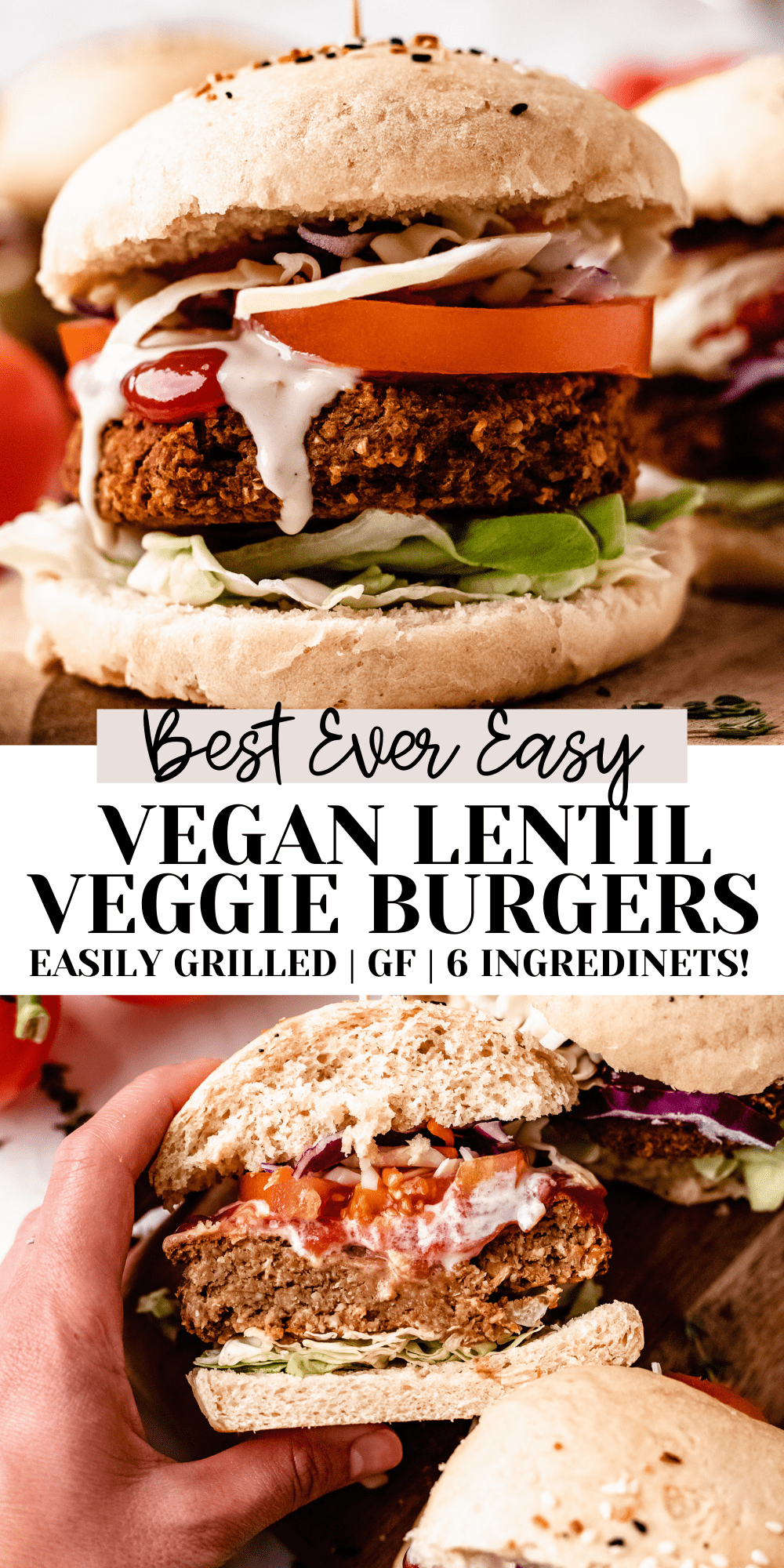 BEST Easy Vegan Mushroom Lentil Veggie Burger Recipe