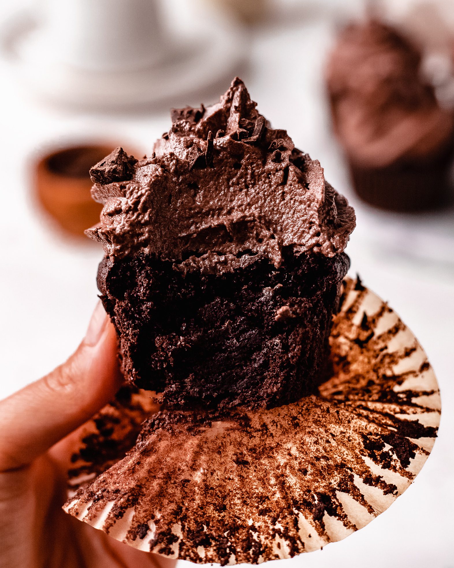 bitten chocolate cupcake