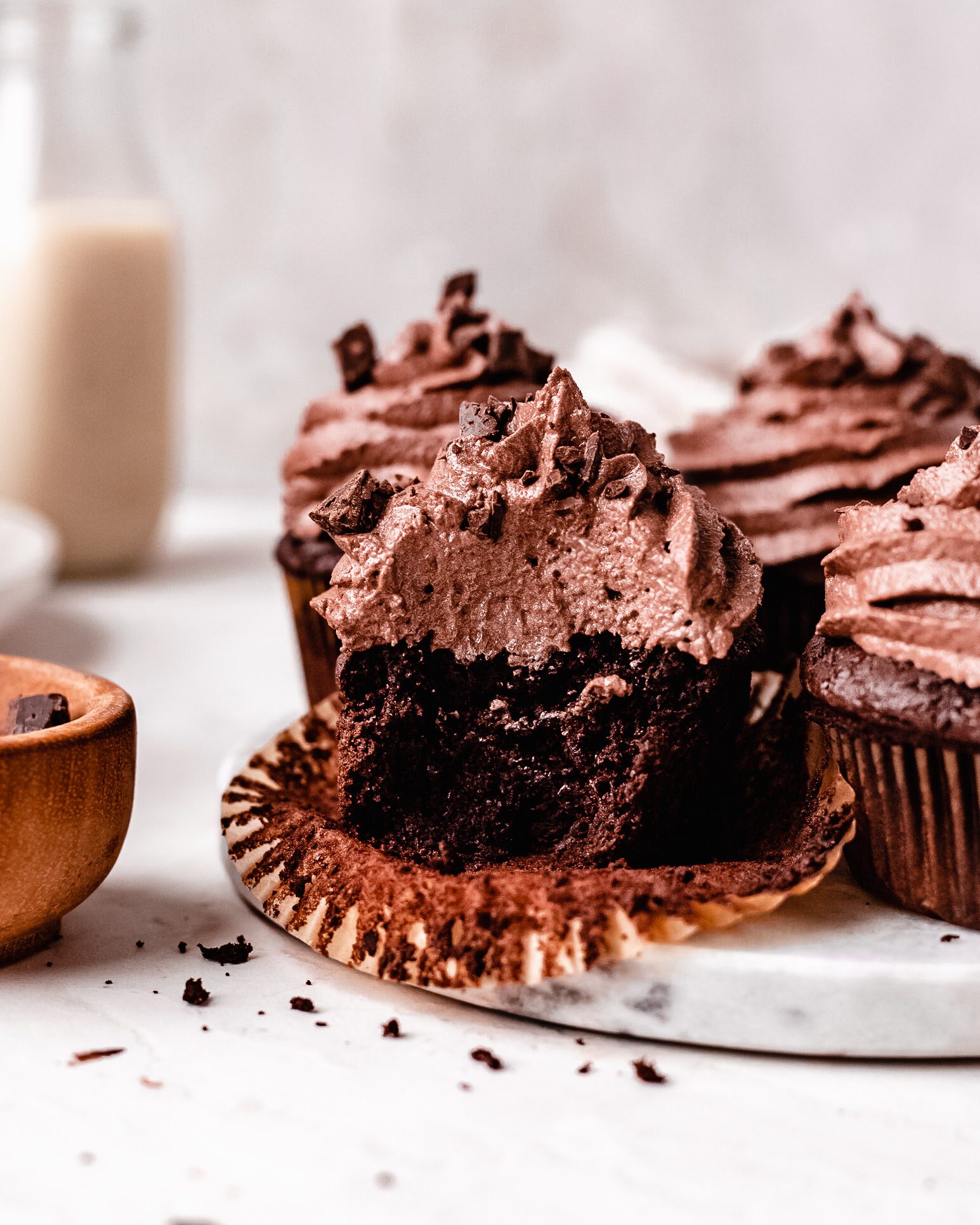 bitten chocolate cupcake