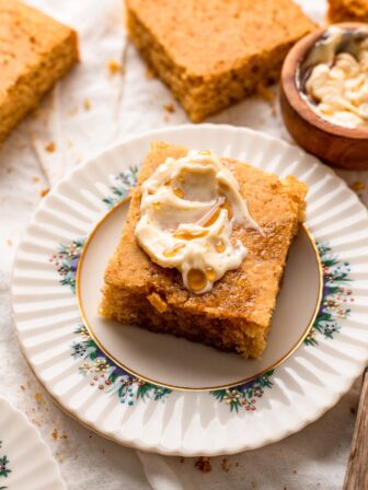 slice of cornbread on a plate
