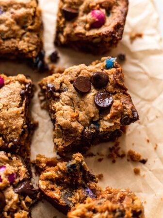 sliced vegan monster cookie bars