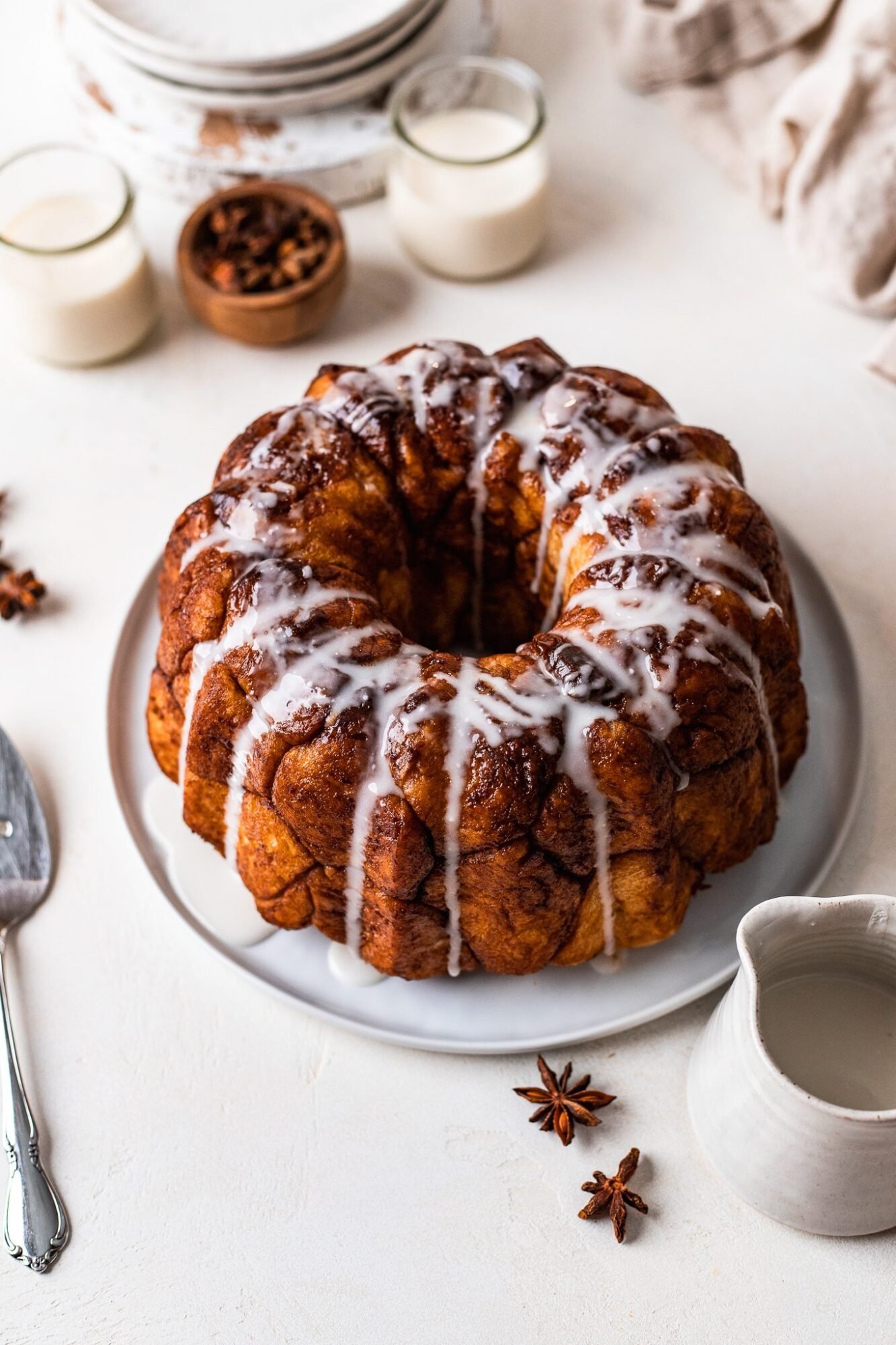 vegan monkey bread with glaze