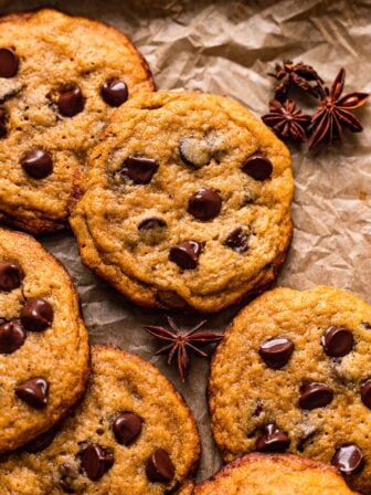 vegan pumpkin cookies on parchment paper