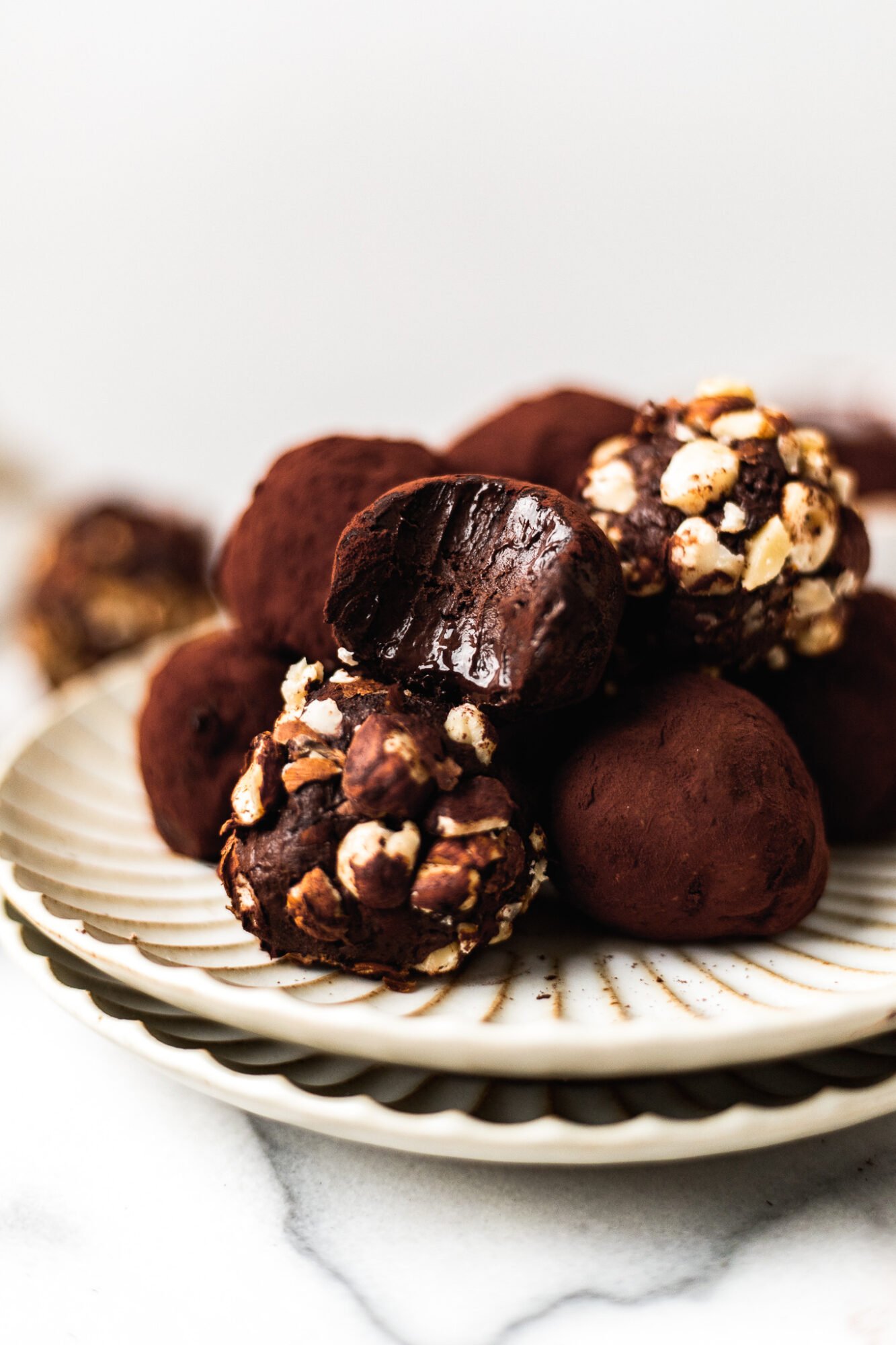 plate of chocolate truffles