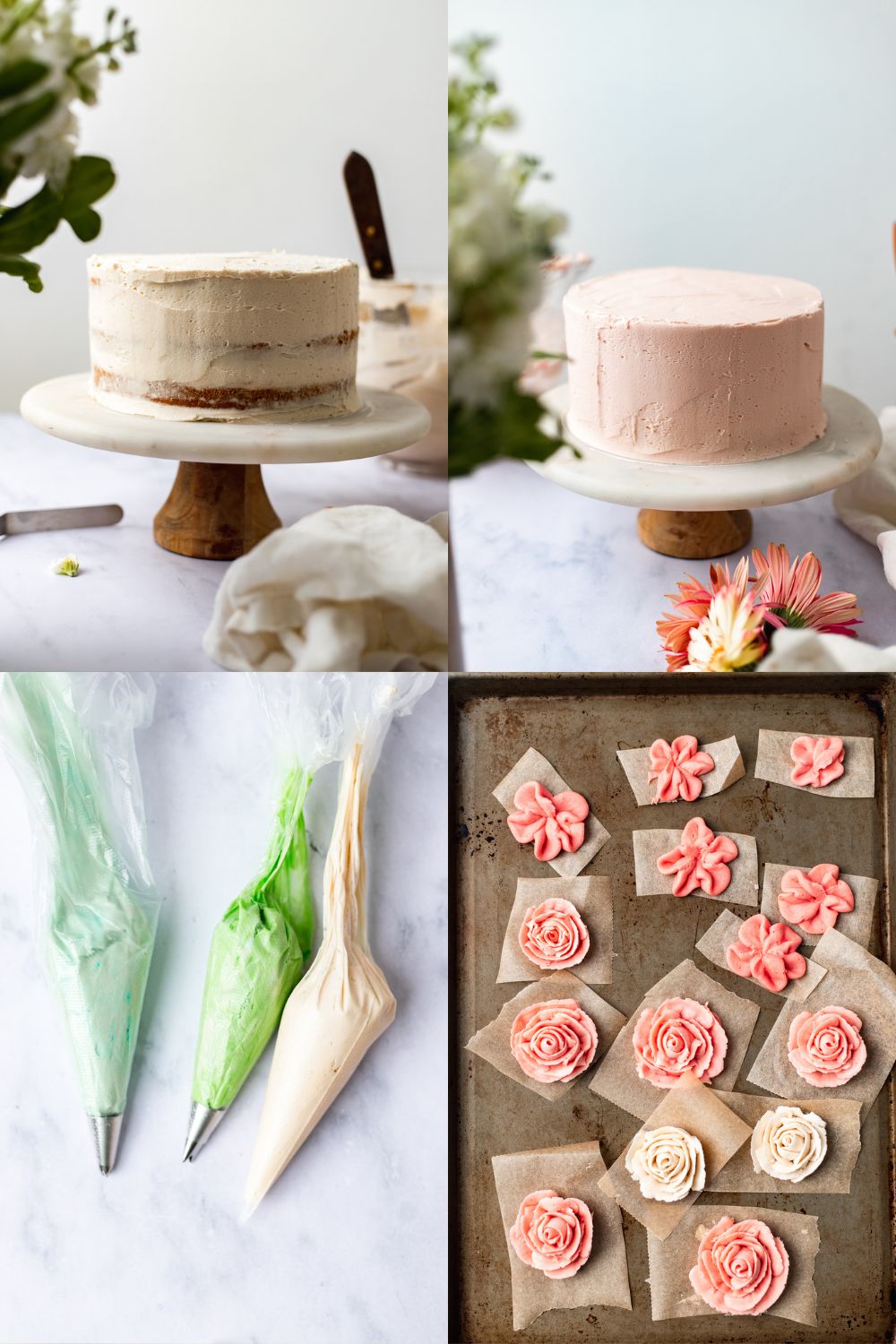 Easy Buttercream Flower Cake (How to make buttercream flowers!) The