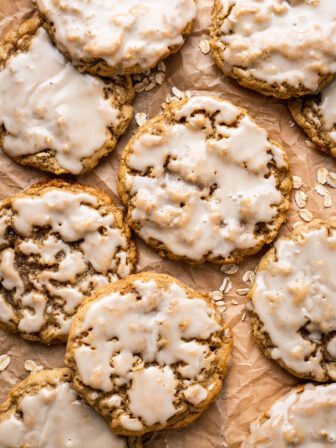 vegan oatmeal cookies on parchment paper