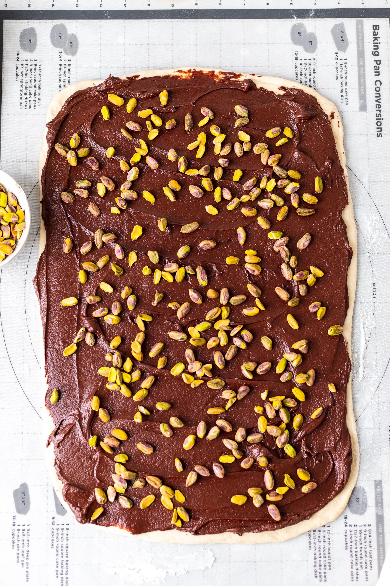 chocolate sweet rolls before being rolls