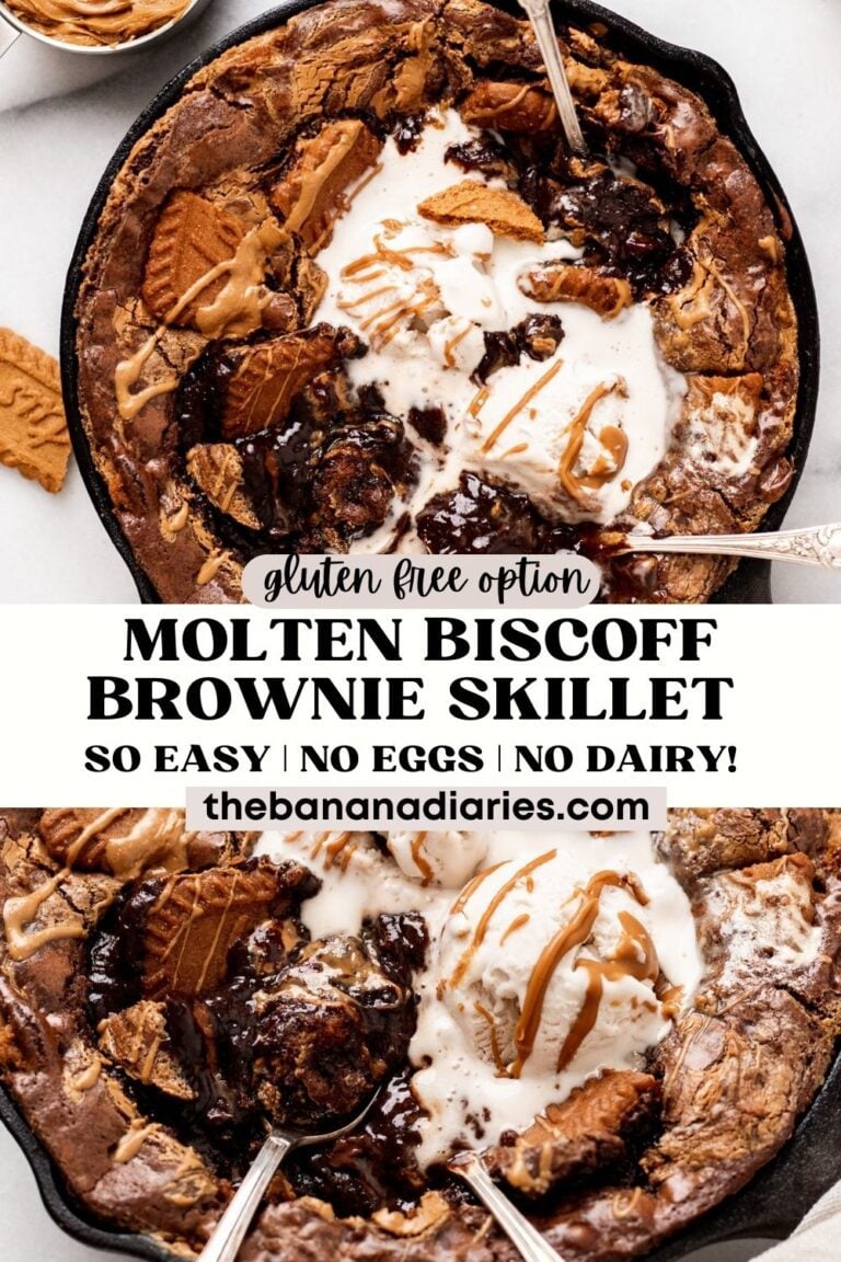 Molten Biscoff Brownie Skillet (No eggs, Dairy free, Vegan!) The