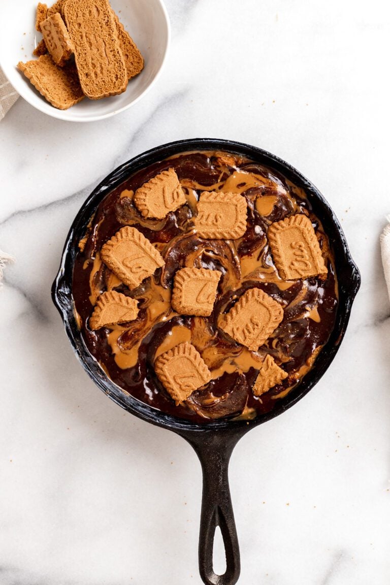 Molten Biscoff Brownie Skillet (No eggs, Dairy free, Vegan!) The