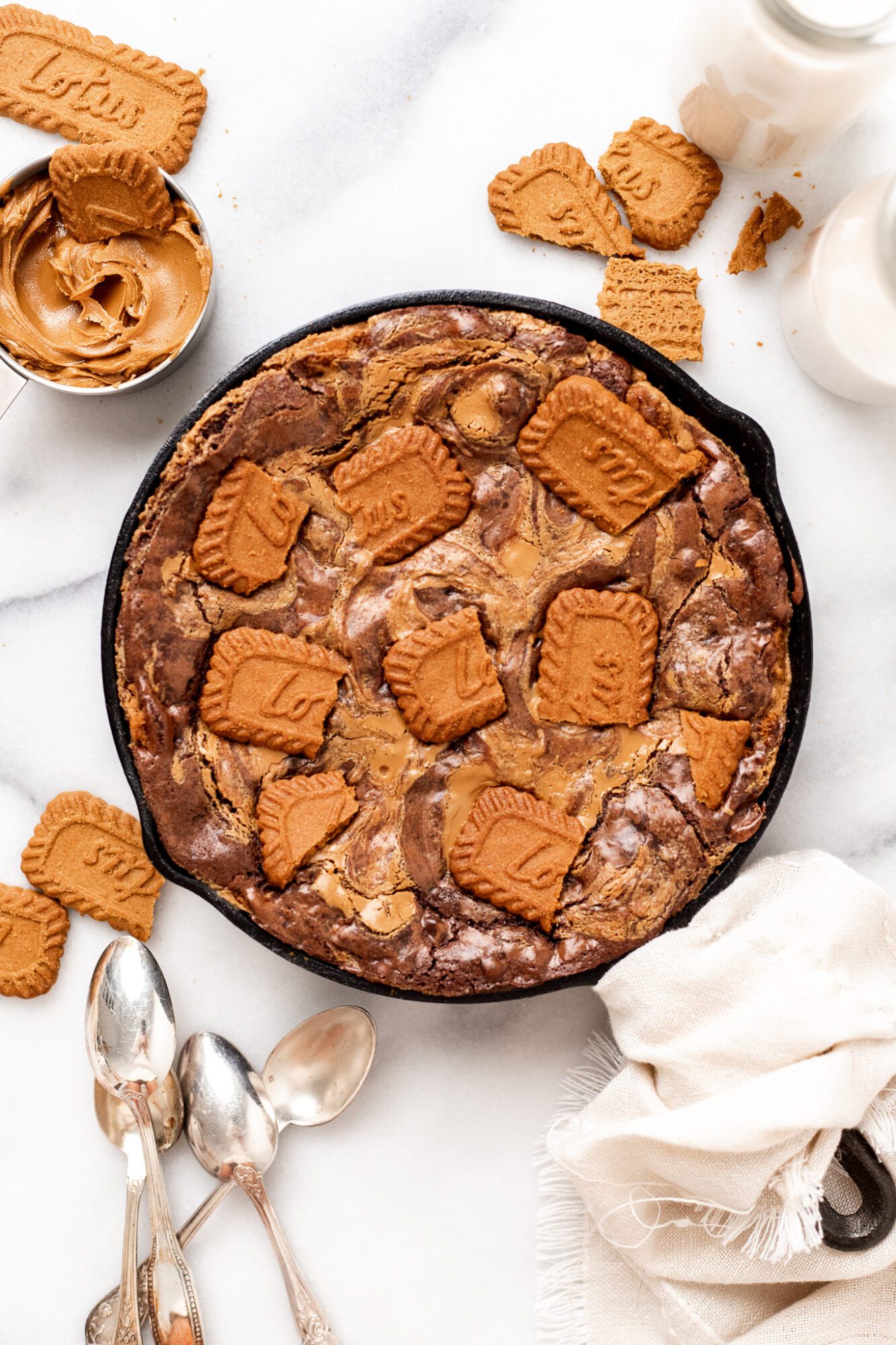 Molten Biscoff Brownie Skillet (No eggs, Dairy free, Vegan!) The