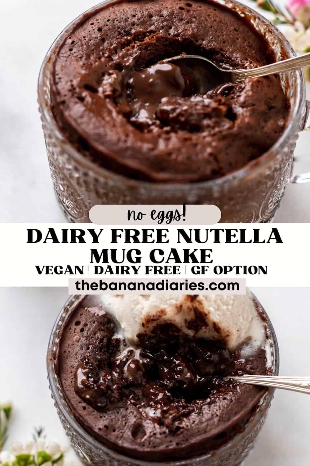 Molten & Fudgy Nutella Mug Cake (Dairy Free + Vegan!) | The Banana Diaries