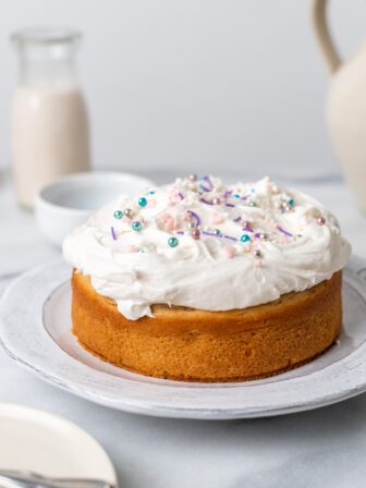 small vanilla cake on a plate