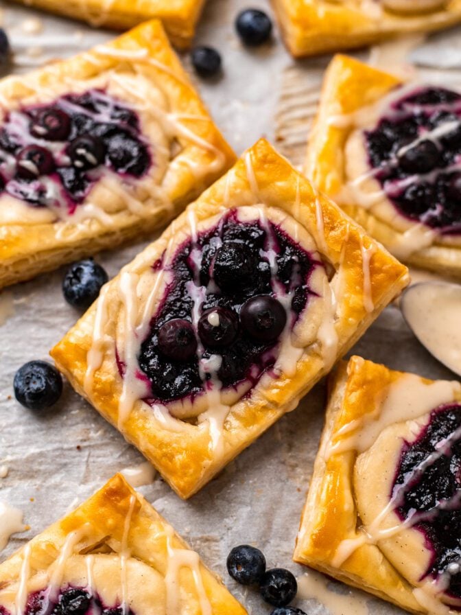 Quick Vegan Blueberry Cream Cheese Danish with Puff Pastry (Gluten Free