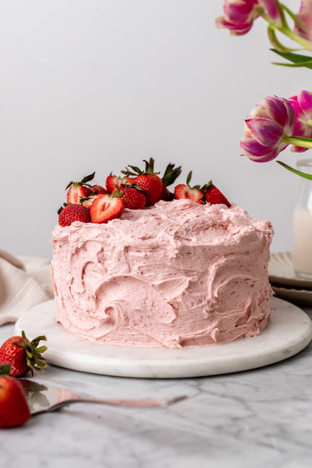 One Bowl FRESH Vegan Strawberry Cake (No Food Coloring! Easy!) | The ...