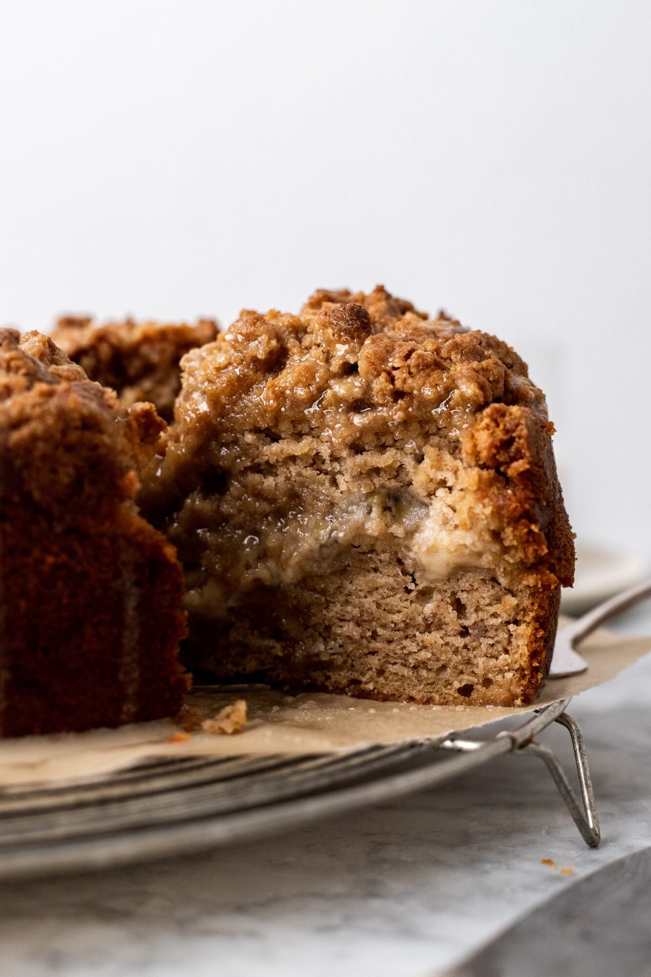 The Easiest Banana Cream Cheese Coffee Cake No eggs, no dairy! The