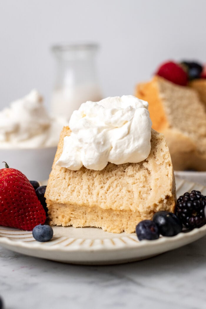 Gluten Free Angel Food Cake with Peach Sangria Sauce Recipe