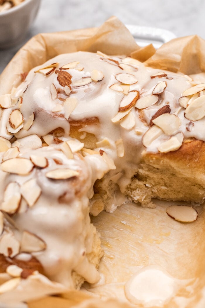 frosted small batch almond sweet rolls