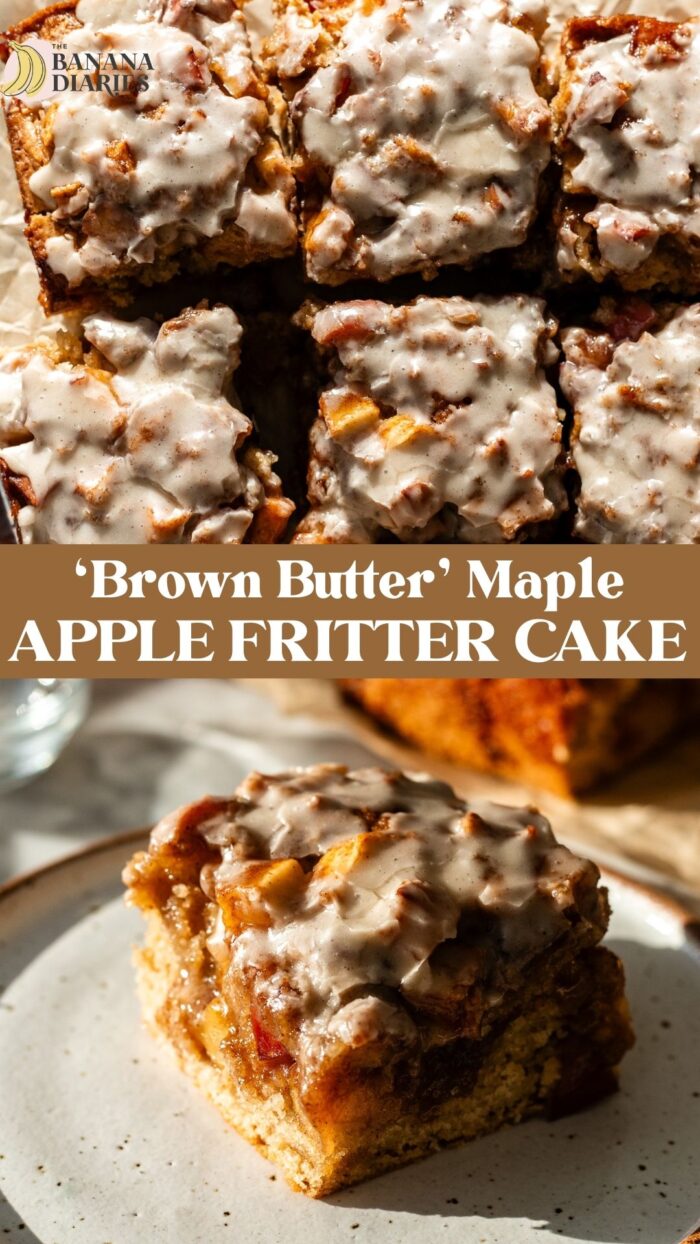 MOIST 'Brown Butter' Vegan Apple Fritter Cake pinterest pin