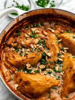 close up of braised cabbage