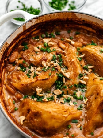 close up of braised cabbage