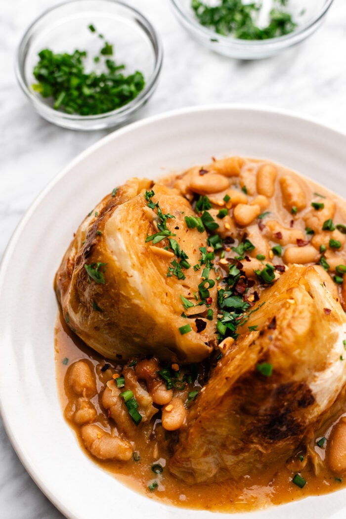 plated braised cabbage