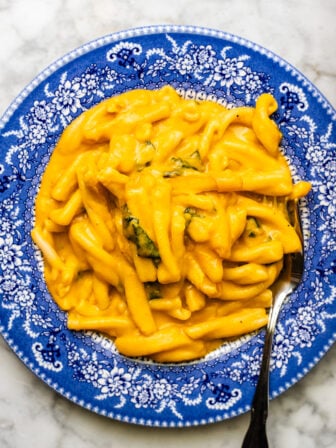 plate of butternut squash Mac and cheese