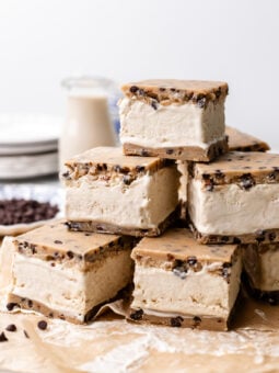 stacked cookie dough ice cream sandwiches