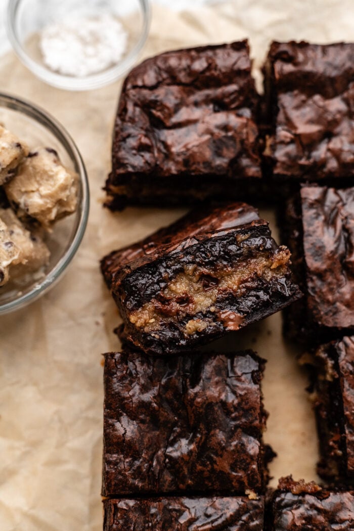 cookie dough stuffed brownies