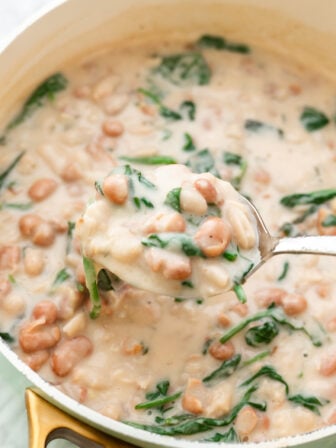 lemon butter beans in a pot