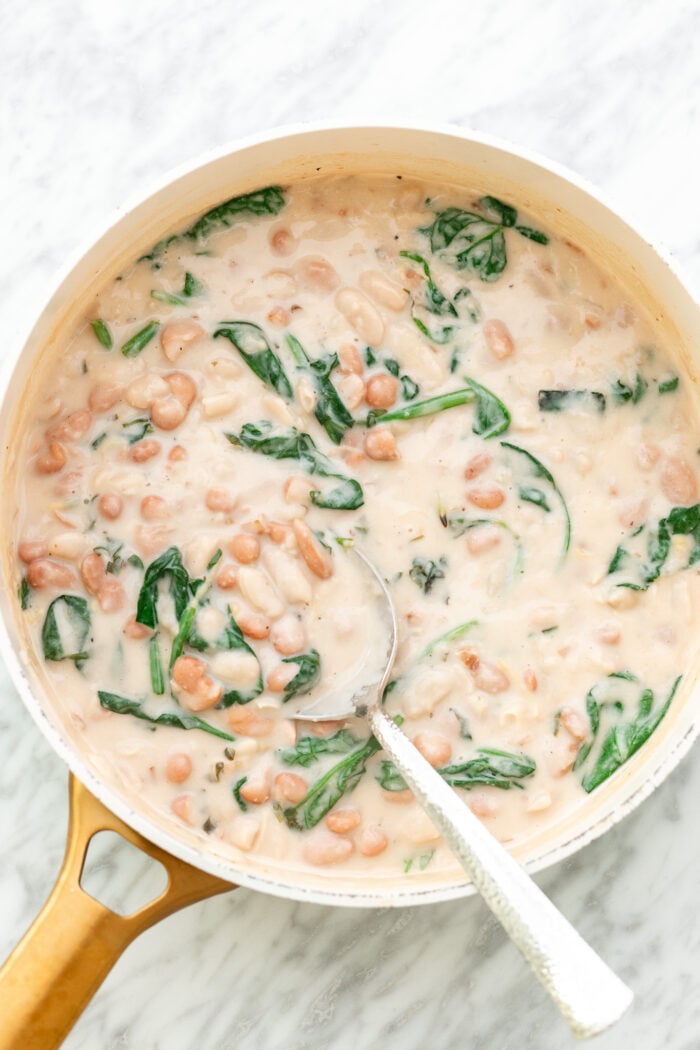 serving the lemon creamy butter beans